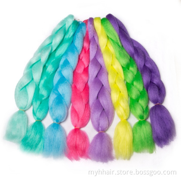 10 Piece Colorful Hair Extensions Braiding braids pure colorful 24 inch 100 g/piece Synthetic hair Glowing Braids Luminous